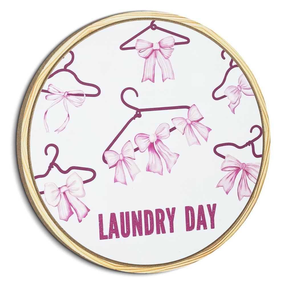 Trendy Pink Bows Clothes Hanger Wall Decor 10x10 Inch Round Coquette Wall Art💟